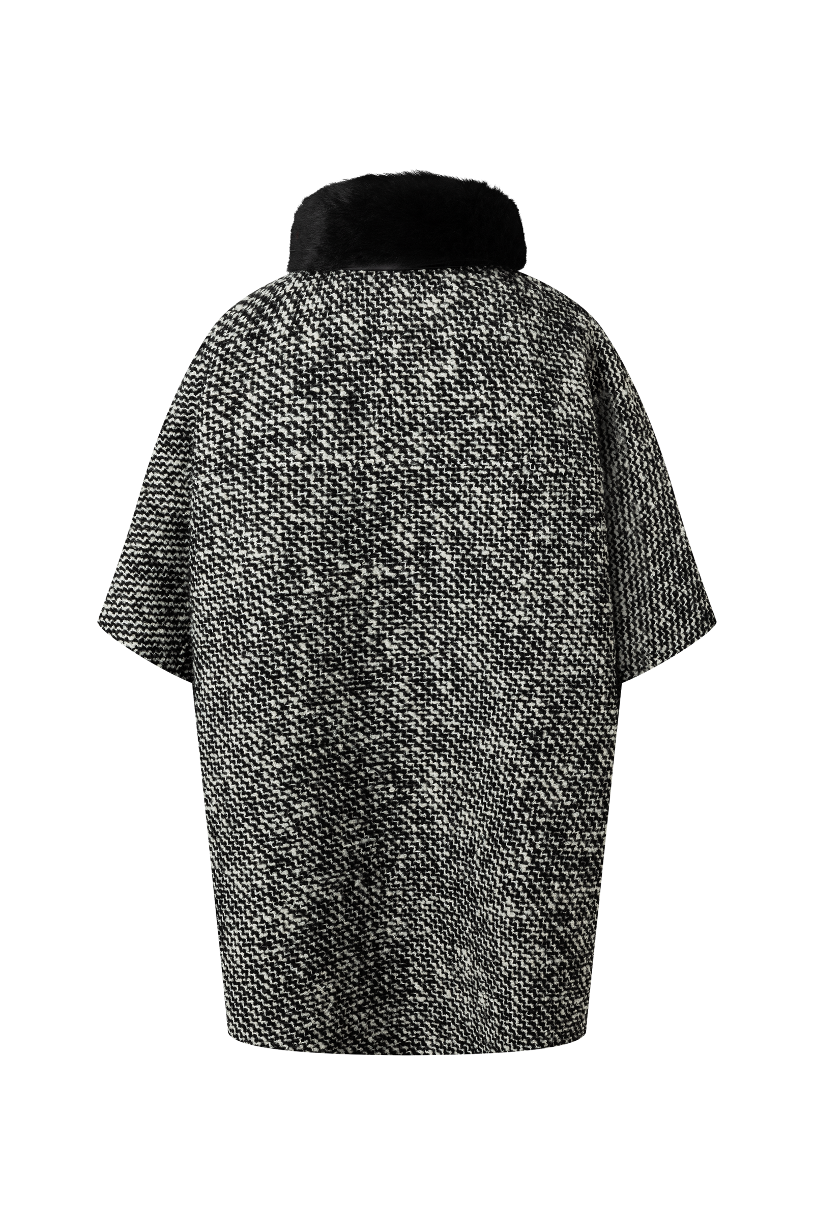 Gwen Bouclé and down cape in Black/Off-white