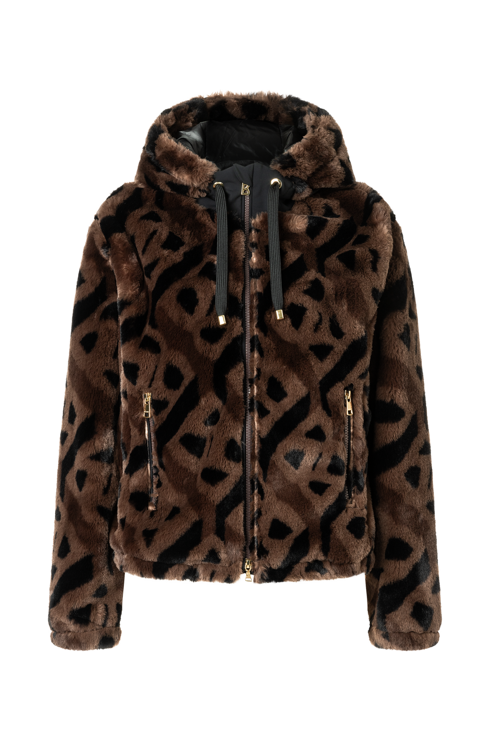 Suzan Teddy fur jacket in Brown/Black