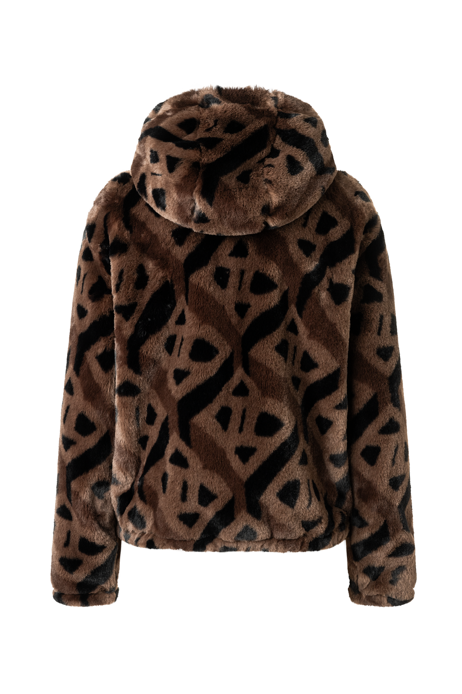 Suzan Teddy fur jacket in Brown/Black