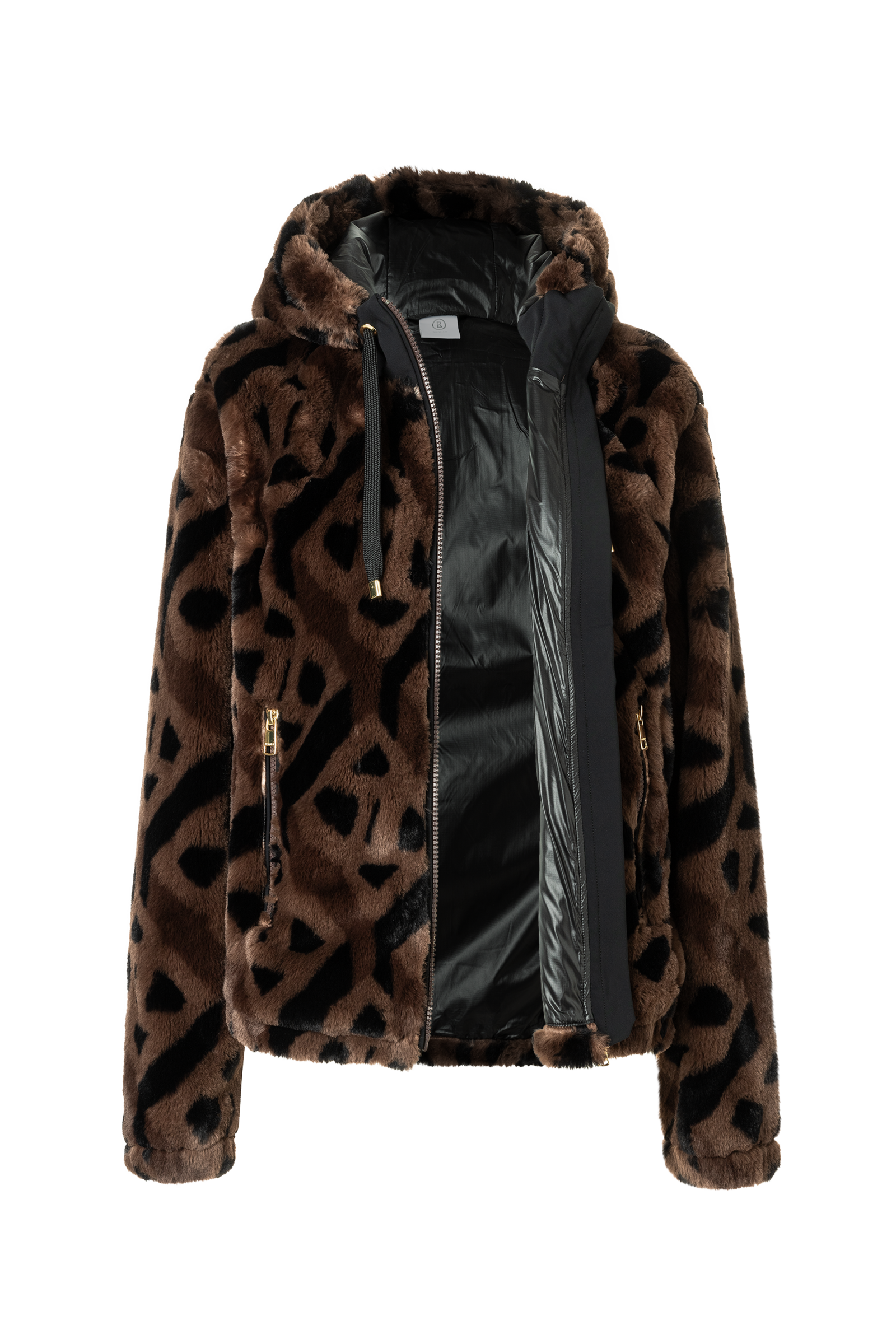 Suzan Teddy fur jacket in Brown/Black