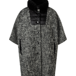 Gwen Bouclé and down cape in Black/Off-white