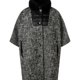 Gwen Bouclé and down cape in Black/Off-white