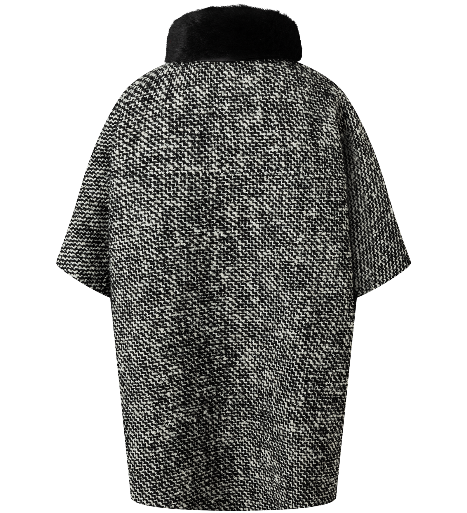 Gwen Bouclé and down cape in Black/Off-white