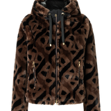 Suzan Teddy fur jacket in Brown/Black
