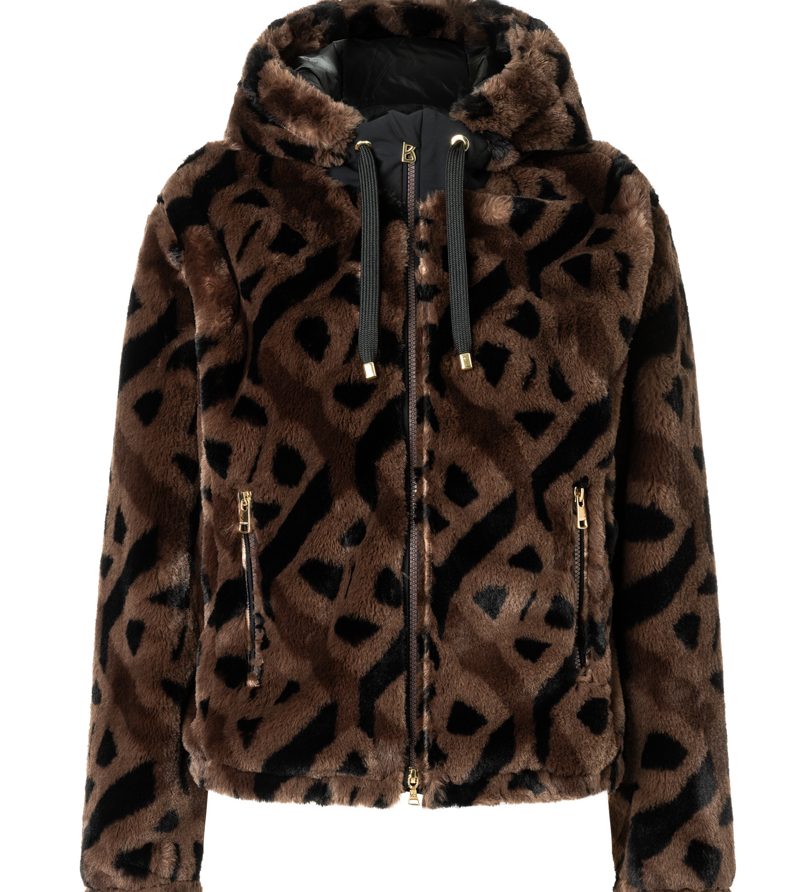 Suzan Teddy fur jacket in Brown/Black