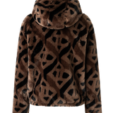 Suzan Teddy fur jacket in Brown/Black