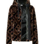 Suzan Teddy fur jacket in Brown/Black